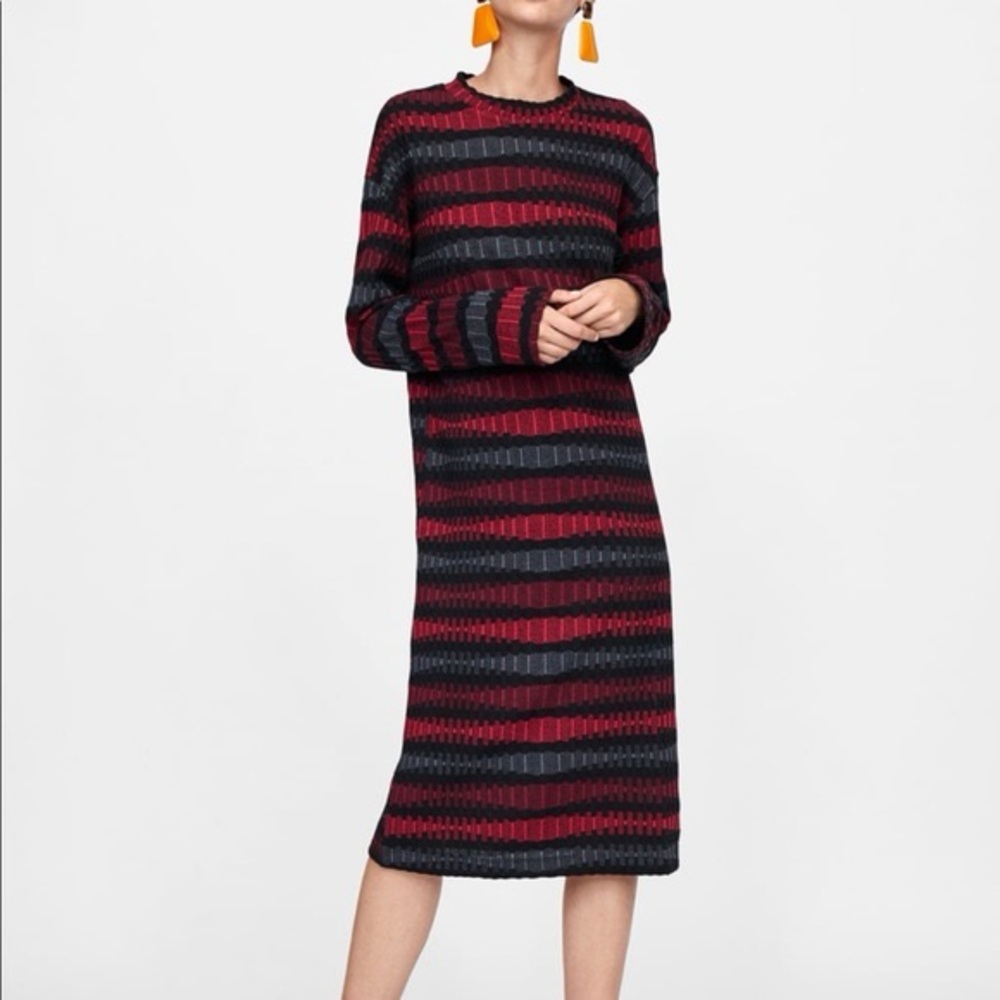 Zara Jacquard Sweater Dress Women Size Small Bloggers